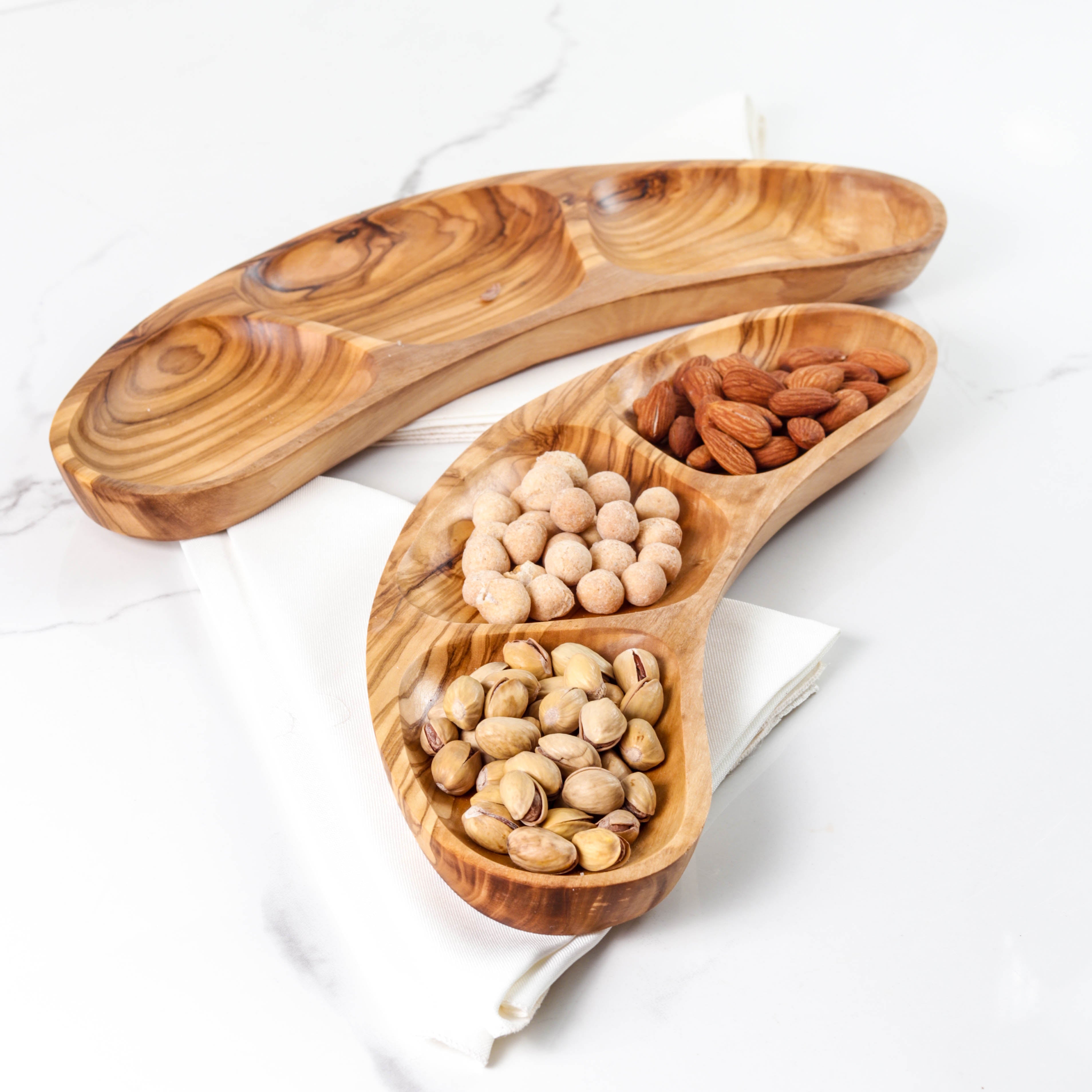 Divided Plate Handmade from Olive Wood - ArtisRaw